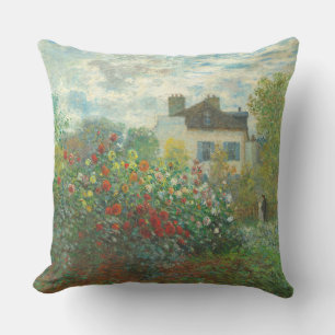 Monet Artists Garden in Argenteuil Painting Outdoor Pillow