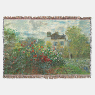 Monet Artists Garden in Argenteuil Painting Throw Blanket