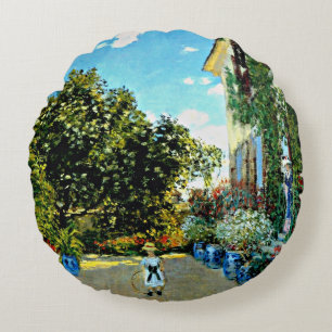 Monet - Artist's House at Argenteuil Round Pillow