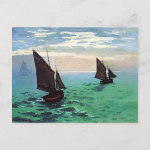 Monet Bateaux de pêche en mer Carte postale