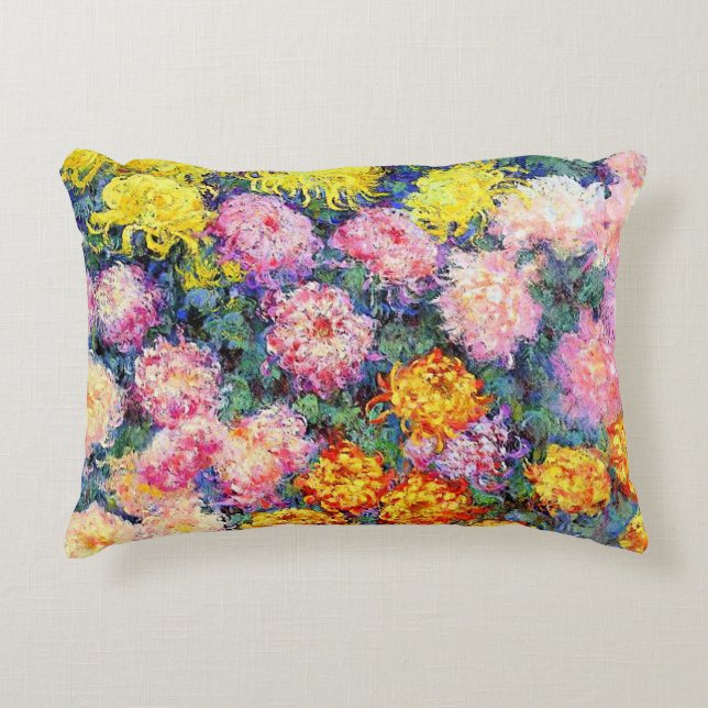 Monet - Bed of Chrysanthemums, Accent Pillow (Front)