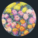 Monet - Bed of Chrysanthemums  Classic Round Sticker<br><div class="desc">Claude Monet famous painting,  Bed of Chrysanthemums</div>