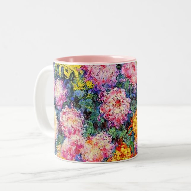 Monet - Bed of Chrysanthemums, Two-Tone Coffee Mug (Front Left)