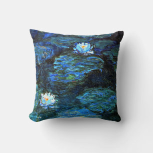 Monet - Blue Water Lilies Throw Pillow