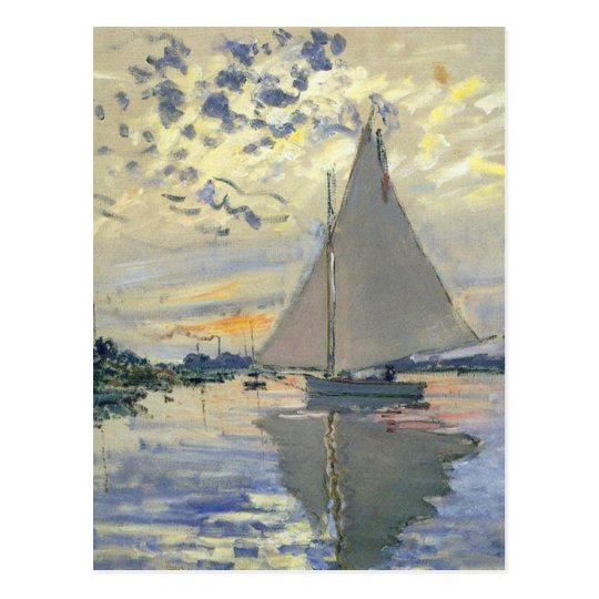Monet boat water Sailing in Le-Petit-Gennevillie Postcard