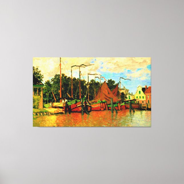 Monet - Boats at Zaandam, famous painting Canvas Print (Front)