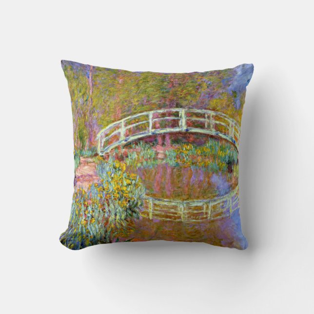 Monet - Bridge in Monet's Garden Throw Pillow (Front)