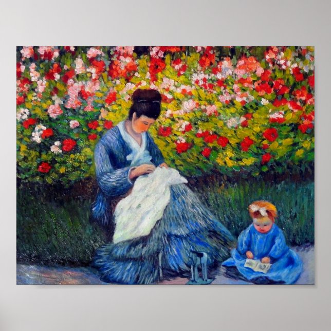 Monet Camille and Child in Artist's Garden  Poster (Front)