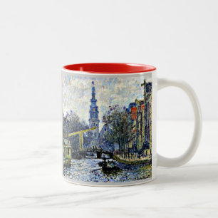 Monet: Canal in Amsterdam Two-Tone Coffee Mug