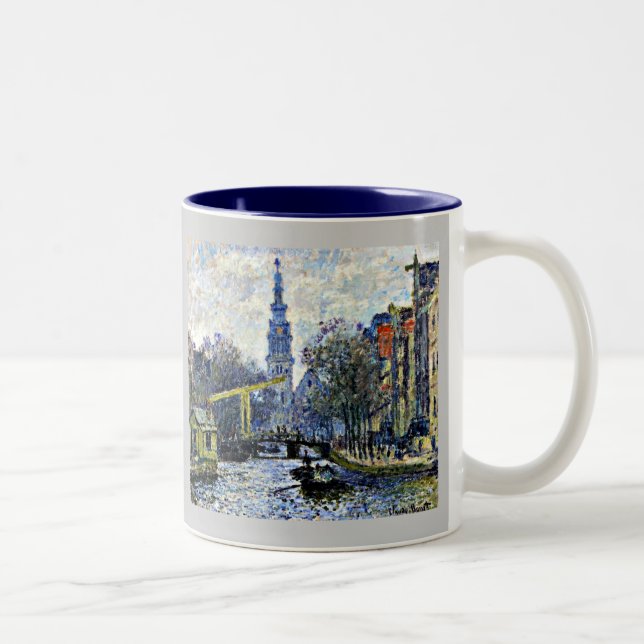 Monet: Canal in Amsterdam Two-Tone Coffee Mug (Right)
