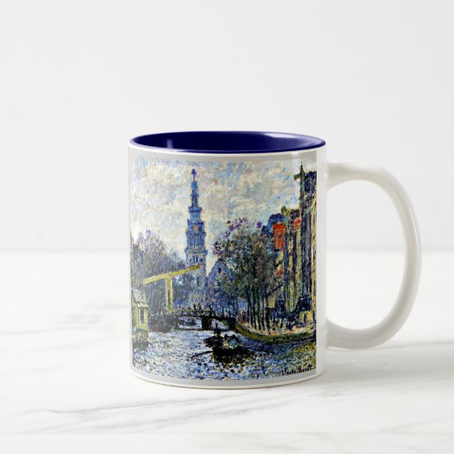 Monet: Canal in Amsterdam Two-Tone Coffee Mug (Right)