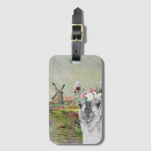 Monet Champ Tulipes and Fancy Llama Luggage Tag