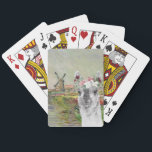 Monet Champ Tulipes and Fancy Llama Playing Cards<br><div class="desc">Beautiful and artistic compilation features Claude Monet's CHAMP TULIPES EN HOLLANDE as background with portrait of adorable llama with watercolor floral crown overlay.</div>