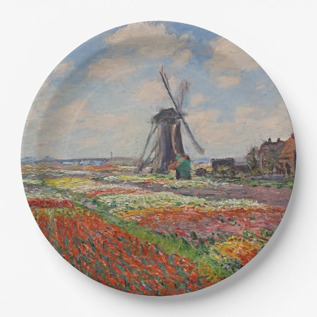 Monet - Champs de Tulipes en Hollande Paper Plate (Front)