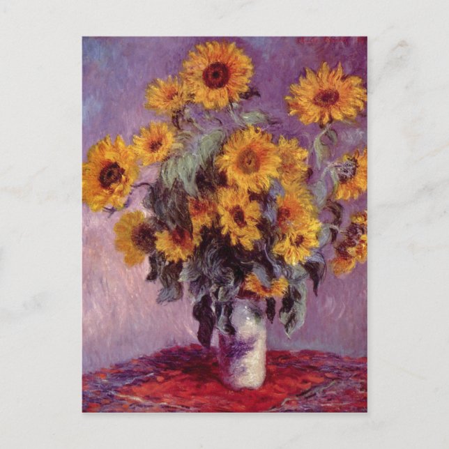 Monet, Claude Stilllife with sunflowers 1881 Tech Postcard (Front)