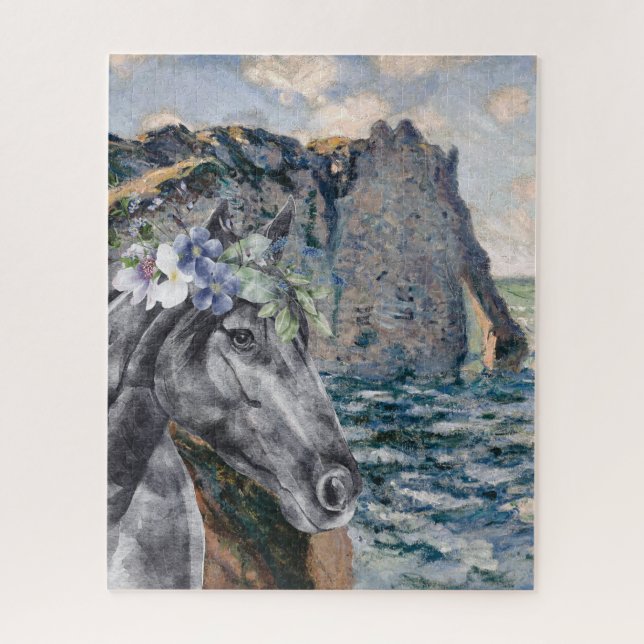 Monet Cliff of Aval & Black Horse Compilation  Jigsaw Puzzle (Vertical)