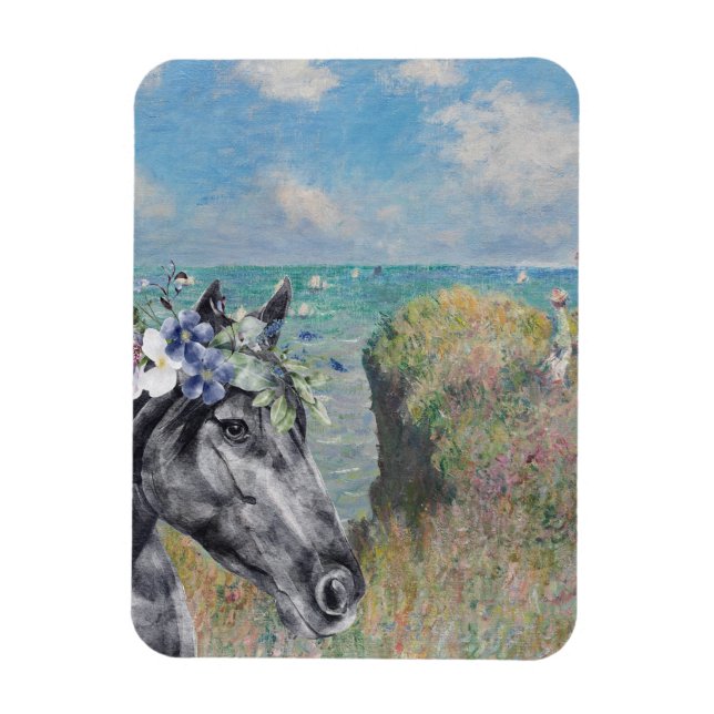 Monet Cliff Walk & Black Horse Compilation Magnet (Vertical)