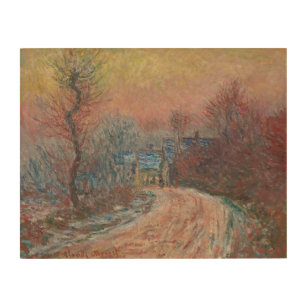 Monet Coming into Giverny in Winter, Sunset  Wood Wall Art