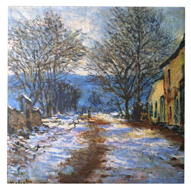 Monet - Effect of Snow at Limetz, Tile (Front)