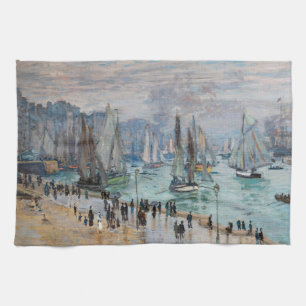 Monet - Fishing Boats Leaving the Harbour, Le Havr Kitchen Towel