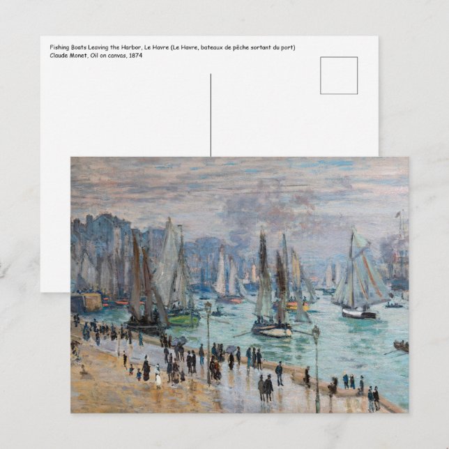 Monet - Fishing Boats Leaving the Harbour, Le Havr Postcard (Front/Back)