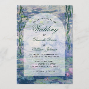 Monet Floral Arch Elegant Wedding Water Lilies Invitation