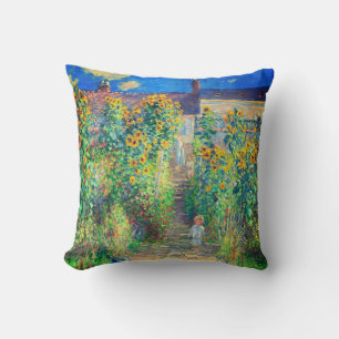 Monet Flower Garden Throw Pillow