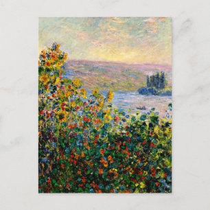 Monet - Flowerbeds at Vetheuil Postcard