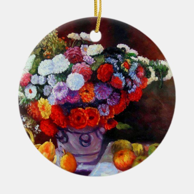 Monet Flowers and Fruit Ceramic Ornament (Front)
