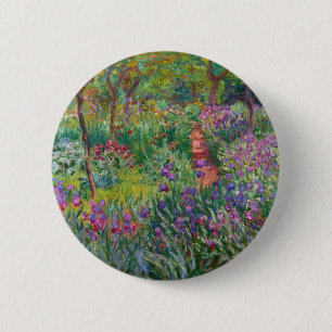 monet flowers vintage the-iris-garden-at-giverny 2 inch round button