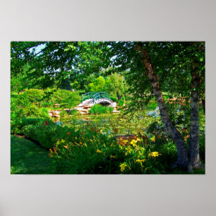 Monet France Impressionist People Bridge Park Pain Poster