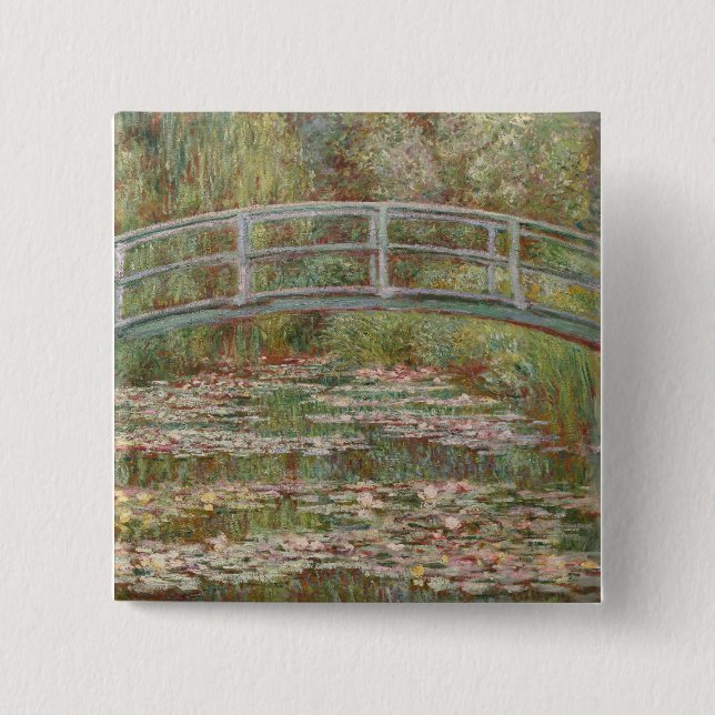 Monet French Japanese Bridge Giverney 2 Inch Square Button (Front)