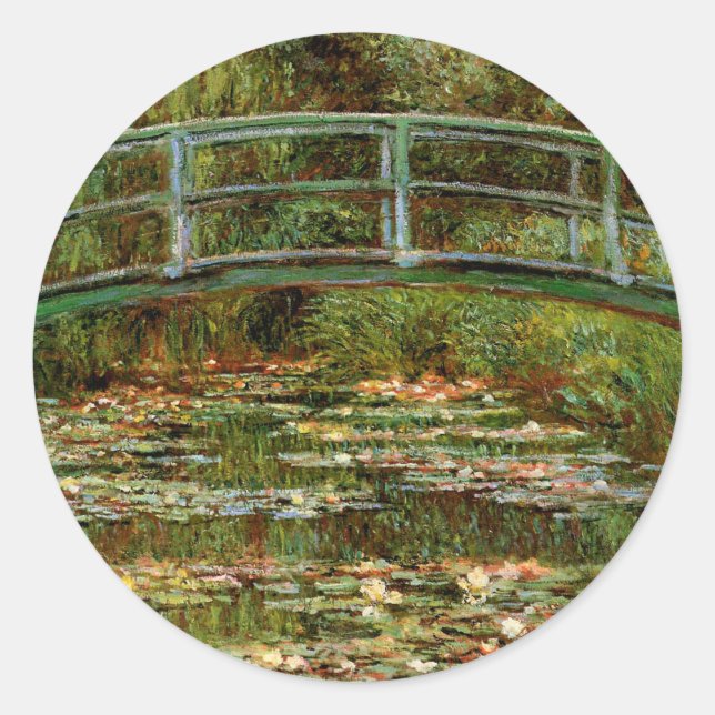 Monet French Japanese Bridge Giverney Classic Round Sticker (Front)