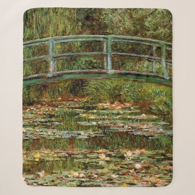 Monet French Japanese Bridge Giverney Sherpa Blanket (Front)