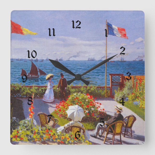 Monet Garden At Saint Addresse (St Addresse) Square Wall Clock (Front)