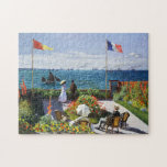 Monet Garden at Sainte Adresse Puzzle<br><div class="desc">Monet Garden at Sainte Adresse puzzle. Oil on canvas 1867. One of French Impressionist Claude Monet’s most famous early paintings, Garden at Sainte-Adresse features a couple standing before the harbour of Sainte Adresse in front of the French flag. The garden in which they stand is lush with flowers and sailboats...</div>