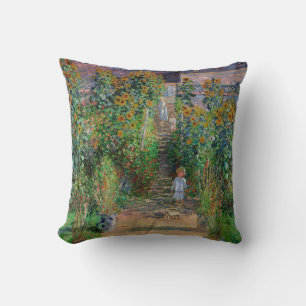 Monet Garden Vetheuil Impressionim Flower Painting Throw Pillow