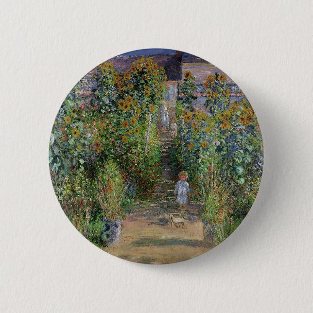 Monet Garden Vetheuil Impressionim Painting 2 Inch Round Button (Front)