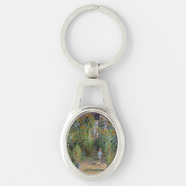 Monet Garden Vetheuil Impressionim Painting Keychain (Front)