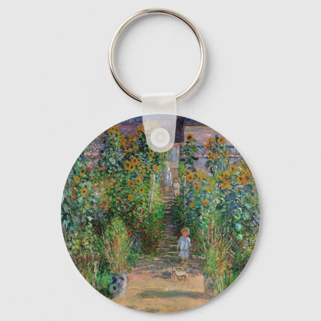 Monet Garden Vetheuil Impressionim Painting Keychain (Front)