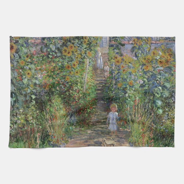 Monet Garden Vetheuil Impressionim Painting Kitchen Towel (Horizontal)