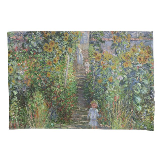 Monet Garden Vetheuil Impressionim Painting Pillowcase (Front)