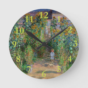 Monet Garden Vetheuil Impressionim Painting Round Clock
