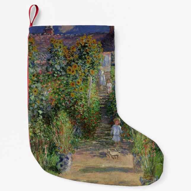 Monet Garden Vetheuil Impressionim Painting Small Christmas Stocking (Front)