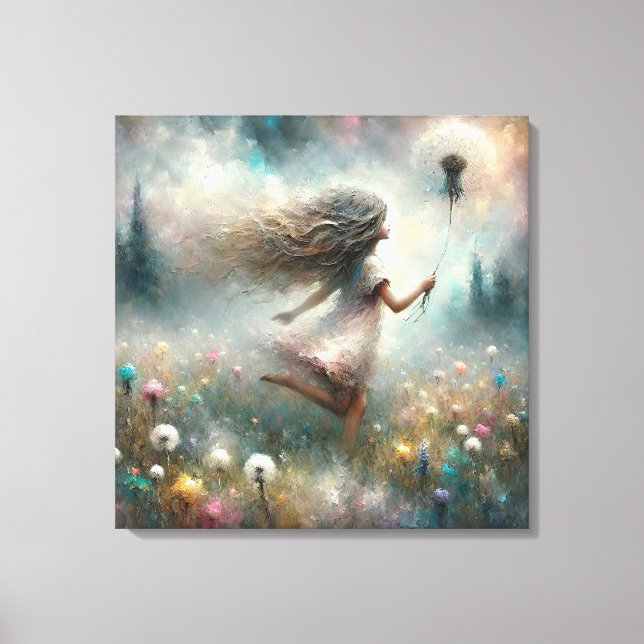Monet Girl With Dandelion Canvas Print (Front)
