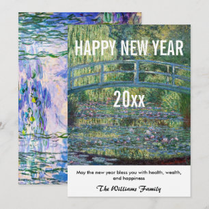 Monet - Happy New Year and Water Lily pond Holiday Card