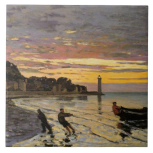 Monet - Hauling a Boat Ashore, fine art, Tile