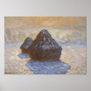 Monet - Haystacks Snow Effect Poster