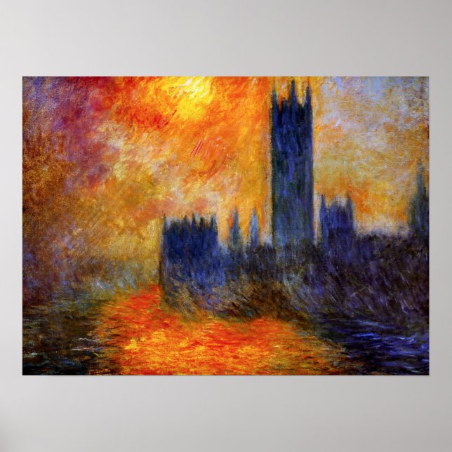 Monet House du Parlement et affiche du coucher du  (Devant)