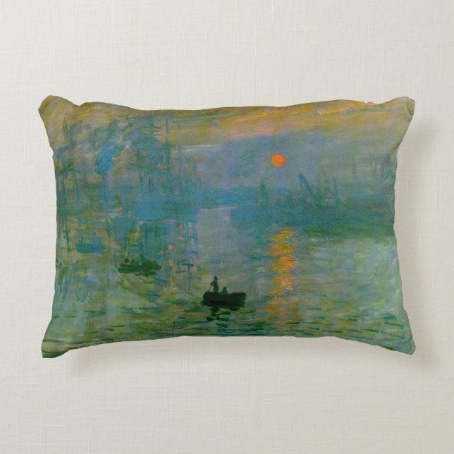 Monet Impression Sunrise Fine Art Decorative Pillow (Front)